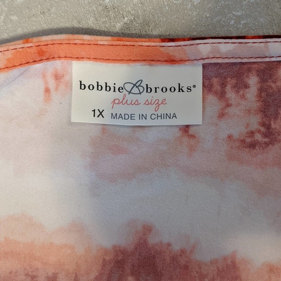 Bobbie Brooks Orange Rust White Tie Dye Bell Sleeve Blouse Size 1X NWT - Picture 4 of 4